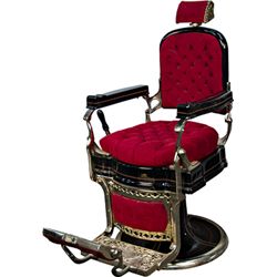 Early Koken Porcelain & Brass Barber Chair