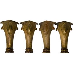 Lot Of 4 Large Cast-Iron Pool Table Feet/Legs