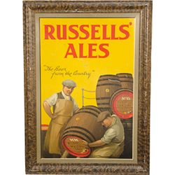 Russell's Ales Self Framed Tin Sign
