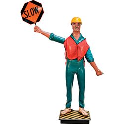 Lifesize Fiberglass Construction Man c1960's