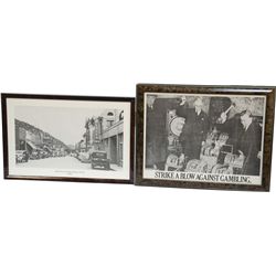 Lot Of 2 Black & White Prints In Frames: