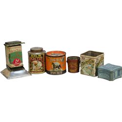 Lot Of 6 Assorted Tobacco Related Tin Containers