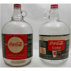 (2) One Gallon Glass Coca Cola Syrup Jugs