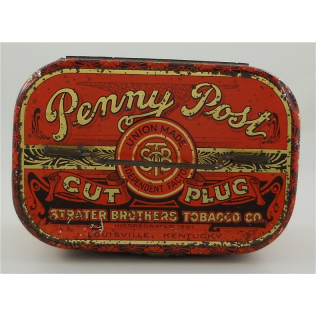 Put Penny In Post To Part With It Penny Post Cut Plug Tobacco Tin / Lunch Pail