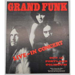 Grand Funk October 12, 1972 Concert Poster