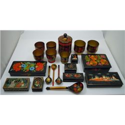 Russian (USSR era) Lacquer boxes & serving pieces