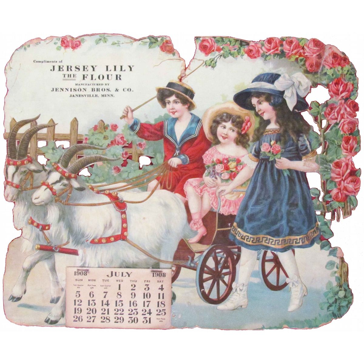 1908 Calendar Compliments of Jersey Lily Flour