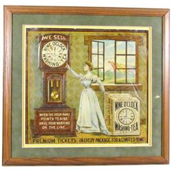 Nine O'Clock Washing Powder Embossed Tin Sign