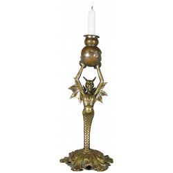 Brass Devil Serpent Candle Holder