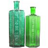 Image 1 : Two Emerald Embossed Glass Poison Bottles