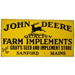 John Deere Embossed Tin Sign