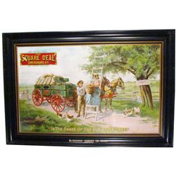 Square Deal Wagon Company Self Framed Tin Sign