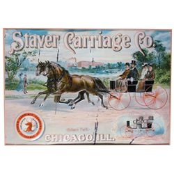 Staver Carriage Co. Embossed Tin Sign