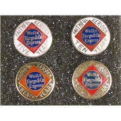 Four Wells Fargo Faithful Service Pins