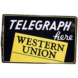 Telegraph Western Union Heavy Porc Flange Sign