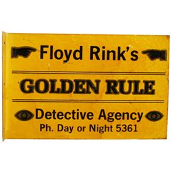 Floyd Rink's Golden Rule Tin Flange Sign