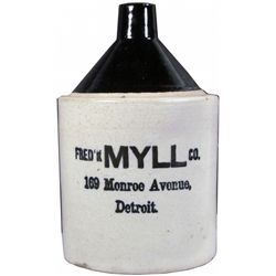 Fred Myll Co.1 Gallon Crock Jug, Detroit
