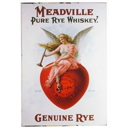 Meadville Pure Rye Whiskey Tin Sign