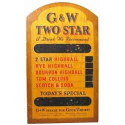 G & W Two Star Wood Price Board