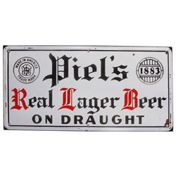 Piel's Real Lager Beer Beveled Porcelain Sign