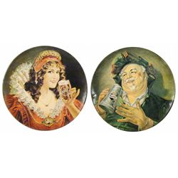 Two Falstaff Tin Chargers