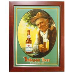 Hudepohl Beer Self Framed Tin Sign