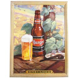 Burger Bohemian Beer Self Framed Tin Sign