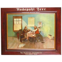 Hudepohl Beer Self Framed Tin Sign