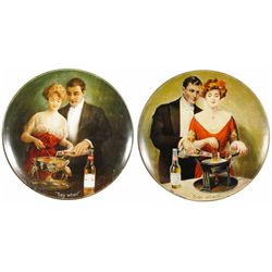 Two Budweiser Tin Chargers