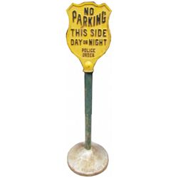 Cast Iron No Parking Sign on Pedestal