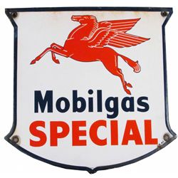 1947 Mobilgas Special Die Cut Porcelain Sign