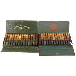 Lot of 2 Salesman Sample Cases Petroleum Bottles