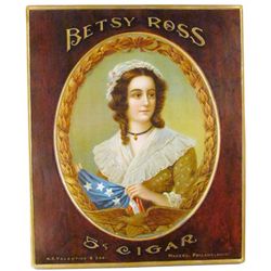 Betsy Ross Cigars Self Framed Tin Sign
