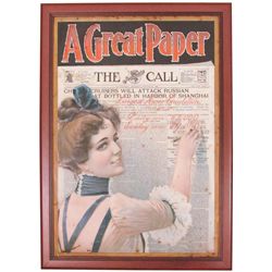 Rare "The San Francisco Call" Embossed Tin Sign