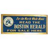 Image 1 : Boston Herald Tin Over Cardboard Sign