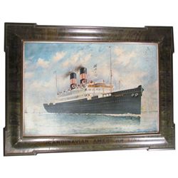 Scandinavian-American Line Self Framed Tin Sign