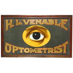 H.L. Venable Optometrist Reverse Glass Sign