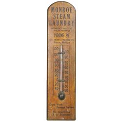 Monroe Steam Laundry Wood Thermometer