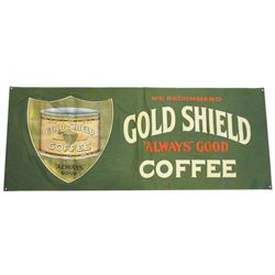 Gold Shield Coffee Cloth Banner