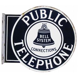 Public Telephone Porcelain Flange Sign