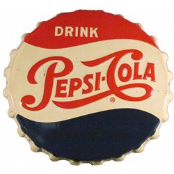 1956 Pepsi-Cola Bottle Cap Tin Sign