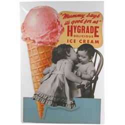 Hygrade Ice Cream Die Cut Cardboard Sign