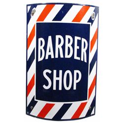 Barber Shop Porcelain Curved Corner Sign