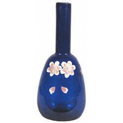 Hand painted Cobalt Blue Enameled Barber Bottle