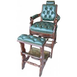 1873 Berninghaus Barber Chair and Foot Rest