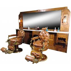 Barbershop back bar, two-station, likely 1920's