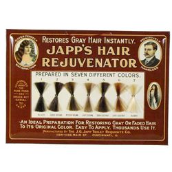 Japp's Hair Rejuvenator Tin Over Cardboard Sign
