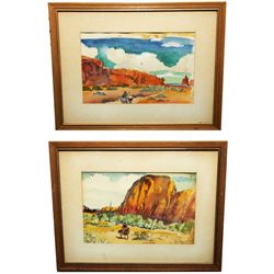 Pair of watercolor Landscapes by Winfield Scott