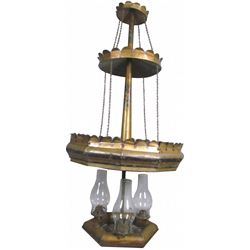 Three Tier, Waffled Mirror Tin Saloon Lamp