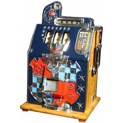 Mill's 5 Cent Blue Castle Front 3 Reel Slot Machine